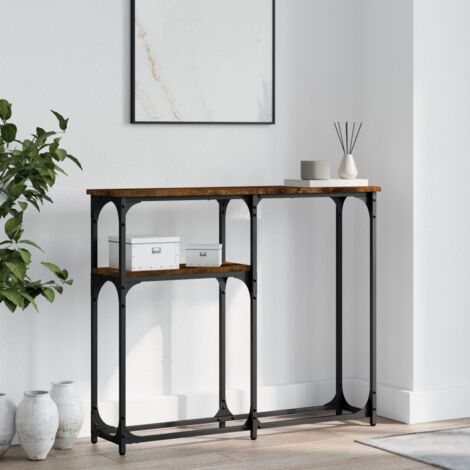 Table console,Table d'appoint,Bout de canapé chêne fumé 90x22,5x75 cm bois d'ingénierie CFW114094 (1/5)