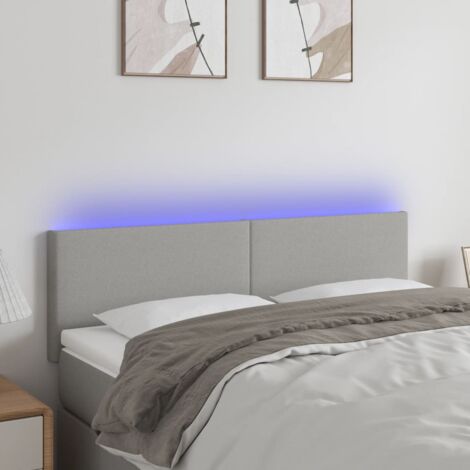 Tête de lit pour lit adult Décoration murale à LED Gris clair 144x5x78/88 cm Tissu CFW677346 (1/5)