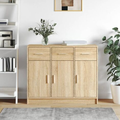 Buffet,Meuble de Rangement,Bahut pour Salon, Salle à Manger, Cuisine chêne sonoma 91x28x75 cm bois d'ingénierie CFW886098 (1/5)