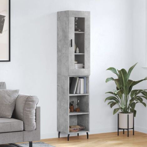 Buffet,Bahut, Meuble de Rangement haut Gris béton 34,5x34x180 cm Bois d'ingénierie CFW679899 (1/5)