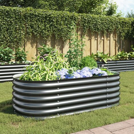 Jardinière,Lit surélevé de jardin 160x80x44 cm Acier galvanisé Gris CFW60838 (1/5)