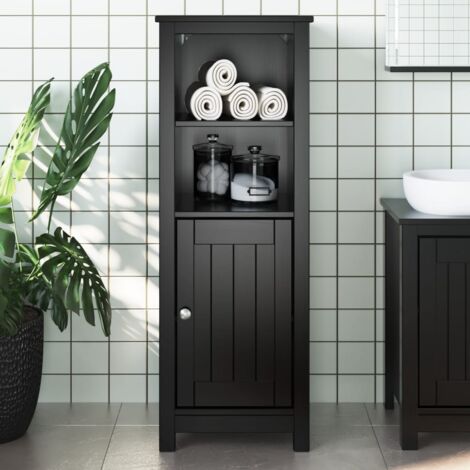 Armoire de rangement,Armoire de salle de bain BERG noir 40x34x110 cm pin massif CFW22477 (1/5)