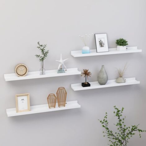 Lot de 4 Étagères murales,Étagère suspendue,Etagères Flottantes Blanc 60x9x3 cm CFW28023