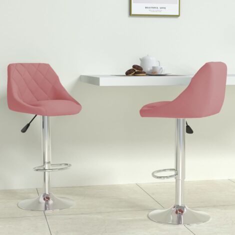 Lot de 2 Tabourets de bar,Chaise de Bar,Tabouret Haut rose velours CFW77199 (1/5)