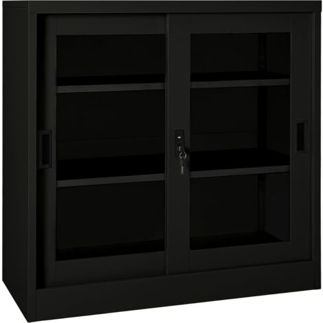 Armoire de rangement,Armoire à portes coulissantes Noir 90x40x90 cm Acier CFW65972 (1/5)