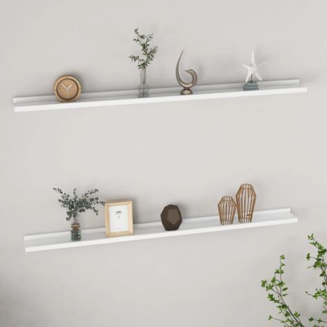 Lot de 2 Étagères murales,Étagère suspendue,Etagères Flottantes Blanc 115x9x3 cm CFW41141 (1/5)