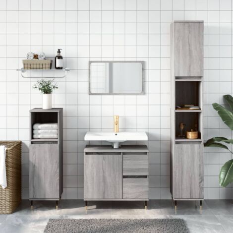 Armoire de bain,Meuble de salle de bain sonoma gris 65x33x60 cm bois d'ingénierie CFW478193 (1/5)