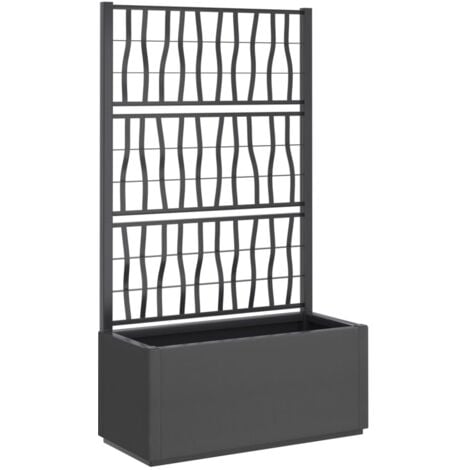 Jardinière  Pot de Fleurs avec treillis gris foncé 80x36x140 cm PP CVW91421