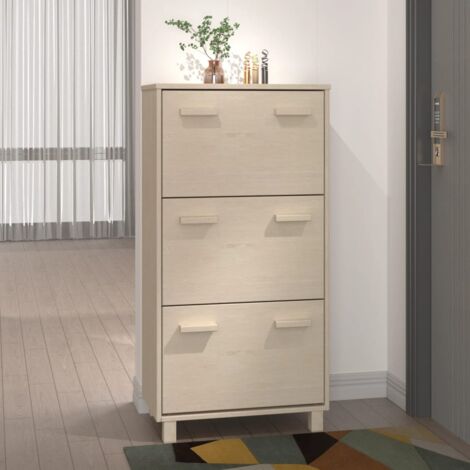 Meuble à chaussures Armoire à chaussures HAMAR Marron miel 59,5x35x117cm Pin massif CFW70910 (1/5)
