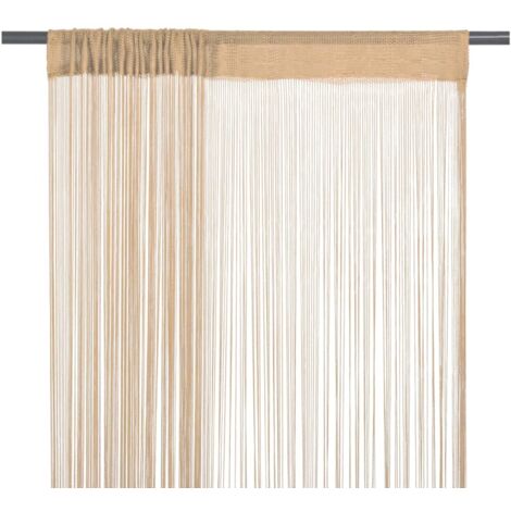 2 pcs Rideau en fils,Rideau d'intimité 100 x 250 cm Beige CFW46960 (1/4)