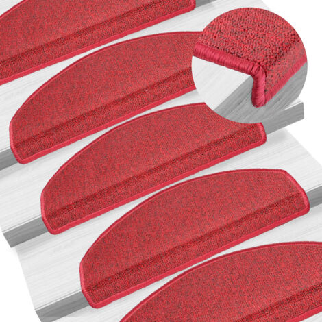 Tapis d'escalier 15 pcs，Marchettes d'escalier，Protections d'escalier Rouge bordeaux 65 x 24 x 4 cm CFW69553