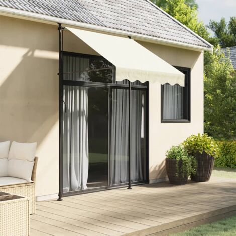 Store banne Store extérieur Auvent rétractable crème 150x150 m tissu et acier CFW82398 (1/5)