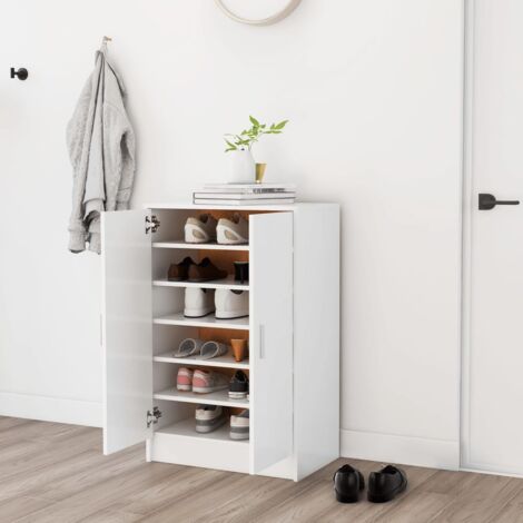 Meuble à chaussures Armoire à chaussures Blanc 60x35x92 cm Bois d’ingénierie CFW75609 (1/5)
