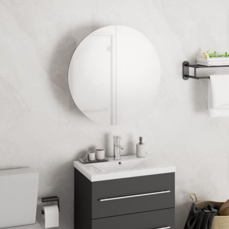 Armoire de rangement,Armoire de salle de bain miroir rond et LED Blanc 40x40x17,5 cm CFW29605 (1/5)