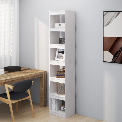Bibliothèque/Séparateur de pièce，Armoire de livres，Meuble de Rangement Blanc 40x30x199 cm Pin massif CFW39580 (1/5)