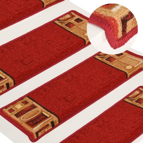 Tapis d'escalier autocollants 15 pcs,Marchettes d'escalier,Protections d'escalier 65x21x4 cm Rouge CFW60200 (1/5)