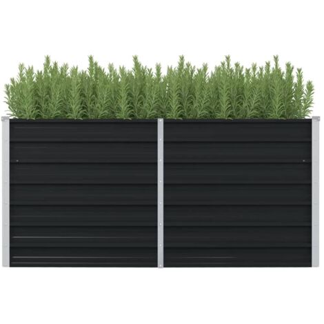 Jardinière,Pot de fleurs,Bac à fleurs surélevée Anthracite 160x80x77 cm Acier galvanisé CFW15925 (1/5)