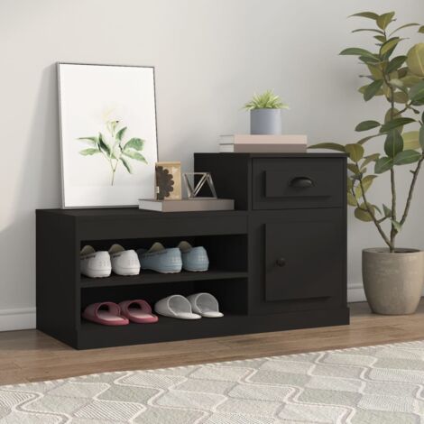 Meuble à chaussures Armoire à chaussures noir 100x42x60 cm bois d'ingénierie CFW43685 (1/5)