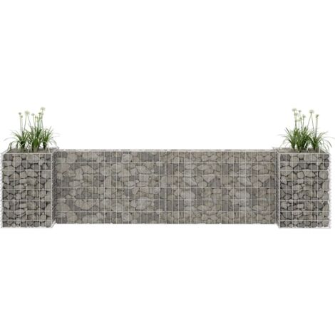 Jardinière，Pot de fleurs，Bac à fleurs à gabion en H Fil d'acier 260x40x60 cm CFW71740 (1/5)