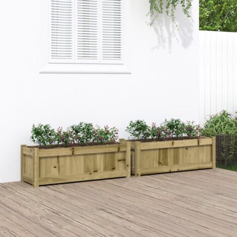 2 pcs Jardinières,Pot de fleurs,Bac à fleurs bois de pin imprégné CFW17618 (1/5)
