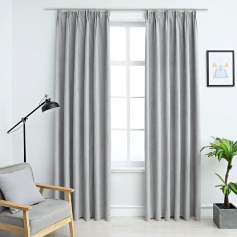 Lot de 2 Rideaux occultants,Rideaux anti-lumière avec crochets Gris 140x225 cm CFW67669 (1/5)