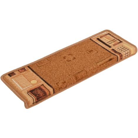 Tapis de Marche d'Escalier 76 x 20cm, 15 pièces Marchettes d'Escalier Auto- Adhésif, Antidérapant Protection d'Escalier, Marron | Leroy Merlin