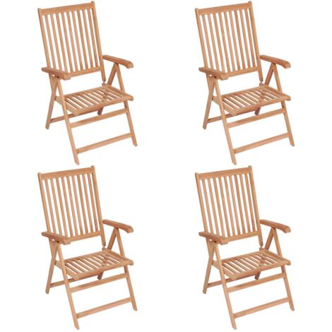 Lot de 4 Chaises inclinables de jardin,Assise de jardin,Siège de Terrasse Bois de teck solide CFW51552 (1/5)