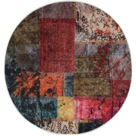 Design In – Tapis berbère lavable antidérapant 120 cm – Velours doux multicolore – Support PVC – Absorbe le bruit – Lavable à 30 degrés - CFW27486 (1/5)