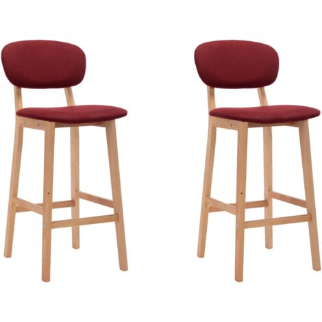 Lot de 2 Tabourets de bar,Chaise de Bar,Tabouret Haut rouge bordeaux tissu CFW14576 (1/5)