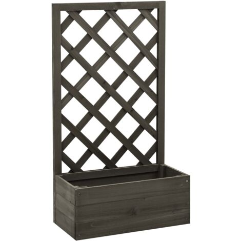 Jardinière，Pot de fleurs，Bac à fleurs à treillis de jardin Gris 50x25x90 cm Bois de sapin CFW35222 (1/5)