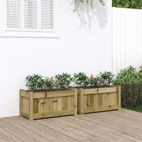 2 pcs Jardinière  Pot de Fleurss bois de pin imprégné CVW15921 (1/5)