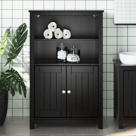 Armoire de rangement,Armoire de salle de bain BERG noir 69,5x34x110 cm pin massif CFW18587 (1/5)