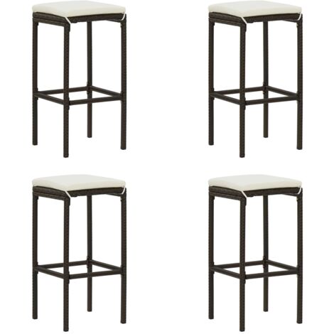 Lot de 4 Tabourets de bar,Chaise de Bar,Tabouret Haut avec coussins marron résine tressée CFW99671 (1/5)