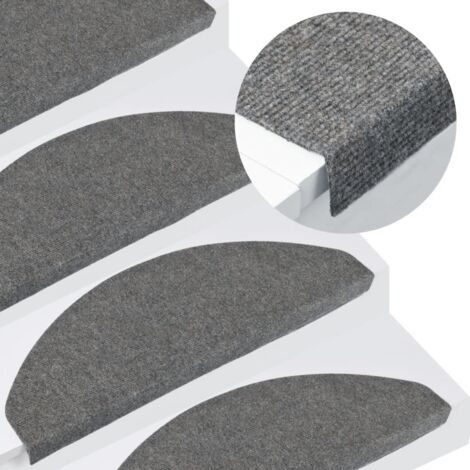 Tapis d'escalier autocollants 15 pcs,Marchettes d'escalier,Protections d'escalier 65x22,5x3,5 cm Gris CFW71956 (1/5)