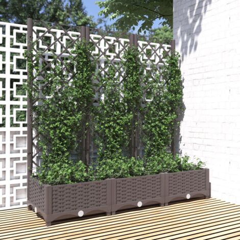 Jardinière，Pot de fleurs，Bac à fleurs avec treillis Marron 120x40x121,5 cm PP CFW70549
