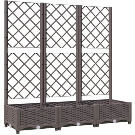 Jardinière，Pot de fleurs，Bac à fleurs avec treillis Marron 120x40x121,5 cm PP CFW70549