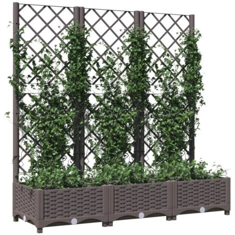 Jardinière，Pot de fleurs，Bac à fleurs avec treillis Marron 120x40x121,5 cm PP CFW70549