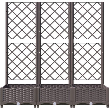 Jardinière，Pot de fleurs，Bac à fleurs avec treillis Marron 120x40x121,5 cm PP CFW70549