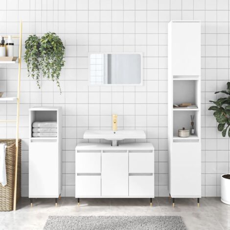 Armoire de rangement,Armoire de salle de bain blanc 80x33x60 cm bois d'ingénierie CFW57952 (1/5)