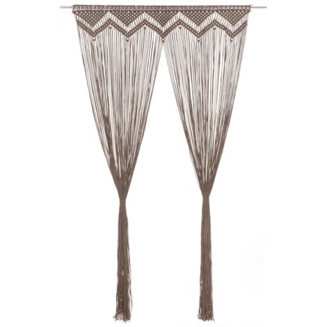 Rideau en macramé，Rideau d'intimité Taupe 140x240 cm Coton CFW10778 (1/5)
