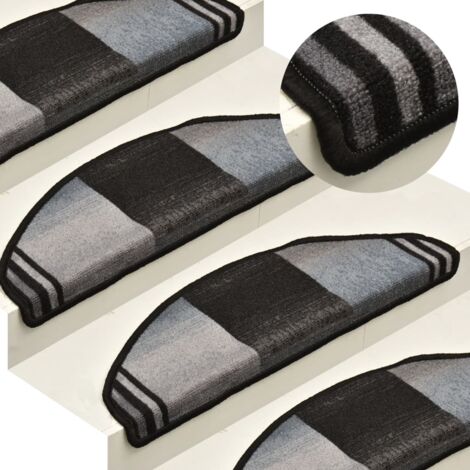 Tapis d'escalier autocollants 15 pcs,Marchettes d'escalier,Protections d'escalier Noir et gris 65x21x4 cm CFW60444 (1/5)