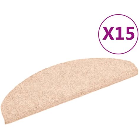 Marchette D'Escalier Autocollante Via Veneto - Velours Fin, Format Demi-Lune 65x23,5 Cm, Couleur Beige, Bande Adhésive 40 Mm, Antidérapante
