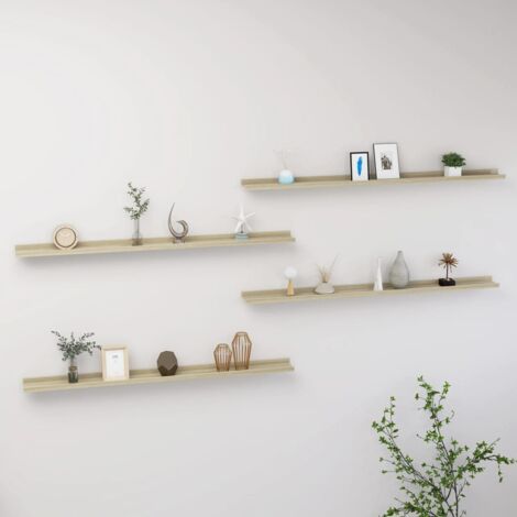 Lot de 4 Étagères murales,Étagère suspendue,Etagères Flottantes chêne sonoma 115x9x3 cm CFW52544 (1/5)