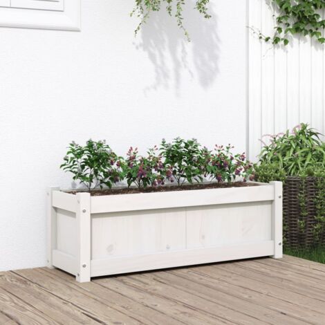 Jardinière,Pot de fleurs,Bac à fleurs blanc 90x31x31 cm bois massif de pin CFW57229 (1/5)
