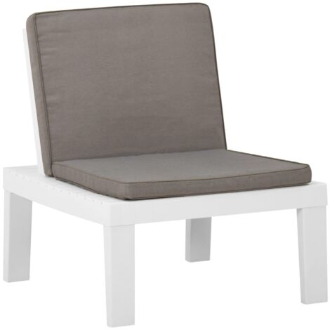 Chaise de salon de jardin,Assise de jardin,Siège de Terrasse avec coussin Plastique Blanc CFW79298 (1/5)