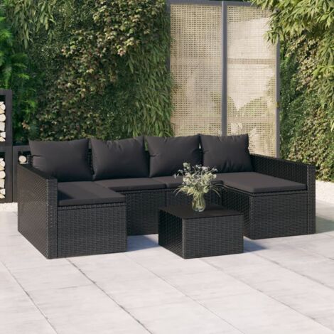 Salon de jardin 2 pcs,Salon d'extérieur,Ensemble Meuble de Jardin avec coussins Noir Résine tressée CFW58317 (1/5)