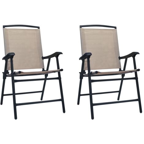 Lot de 2 Chaises de jardin,Siège de Terrasse Chaise d'extérieur pliables Textilène Taupe CFW847793 (1/5)