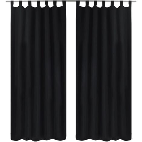 2 pcs Rideau à Passant，Rideau d'intimité Micro Satin Noir 140 x 225 cm CFW79328 (1/4)