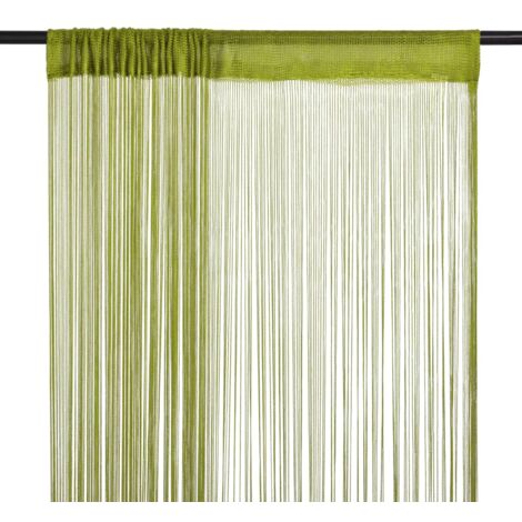 2 pcs Rideau en fils，Rideau d'intimité 100 x 250 cm Vert CFW29473 (1/4)