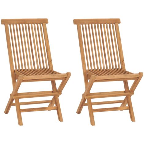 Lot de 2 Chaises pliables de jardin,Assise de jardin,Siège de Terrasse Bois de teck solide CFW98294 (1/5)